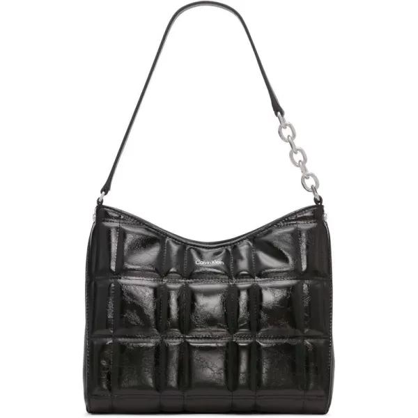 Calvin Klein Nova Chain Hobo Shoulder BagBlackSilver