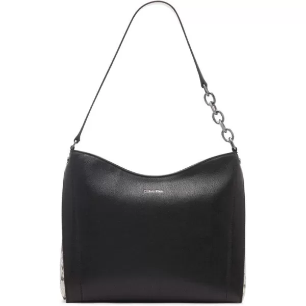 Calvin Klein Nova Chain Hobo Shoulder BagBlackWhite