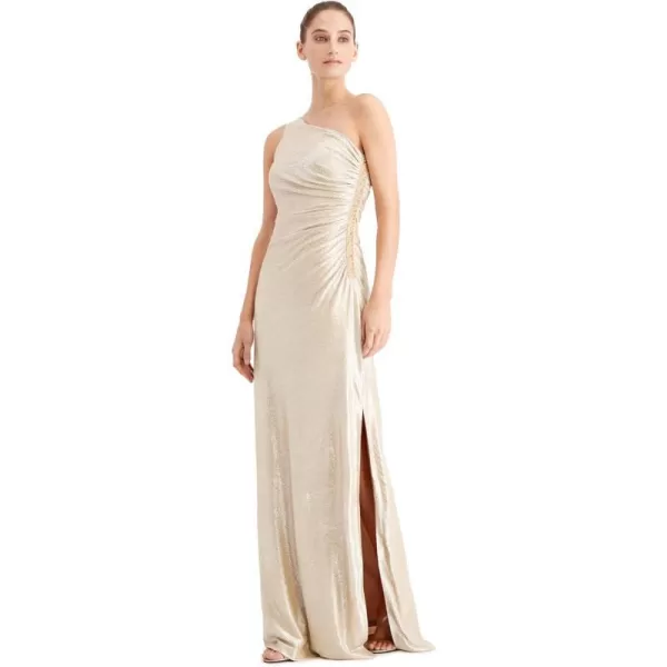 Calvin Klein OneShoulder Gown with Side Ruching and Beaded Detail  Womens Formal Dresses for Special OccasionsBuffSilver 2