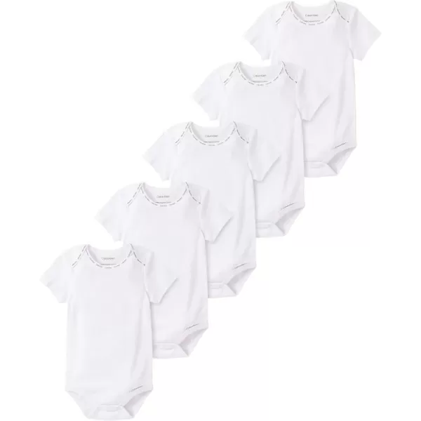 Calvin Klein Organic Baby Essentials 5 Pack BodysuitsBright White