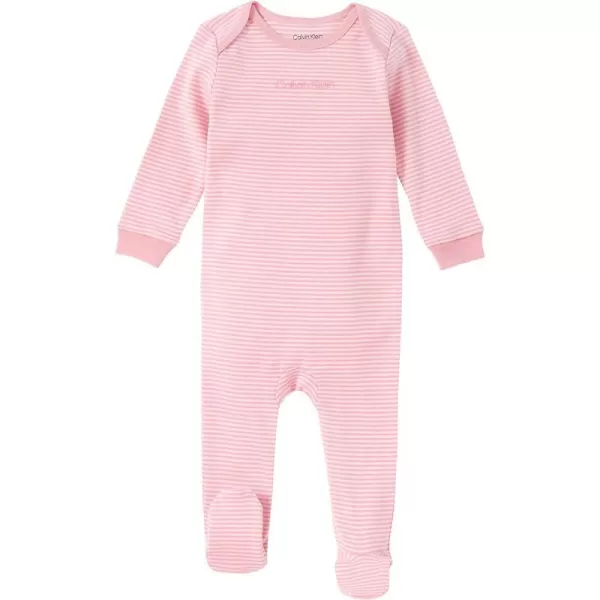 Calvin Klein Organic Baby Girls Essentials Long Sleeve Footed Coverall UltraSoft amp Comfortable Fit RosewaterCountry Rose StripeCalvin Klein Organic Baby Girls Essentials Long Sleeve Footed Coverall UltraSoft amp Comfortable Fit RosewaterCountry Rose Stripe