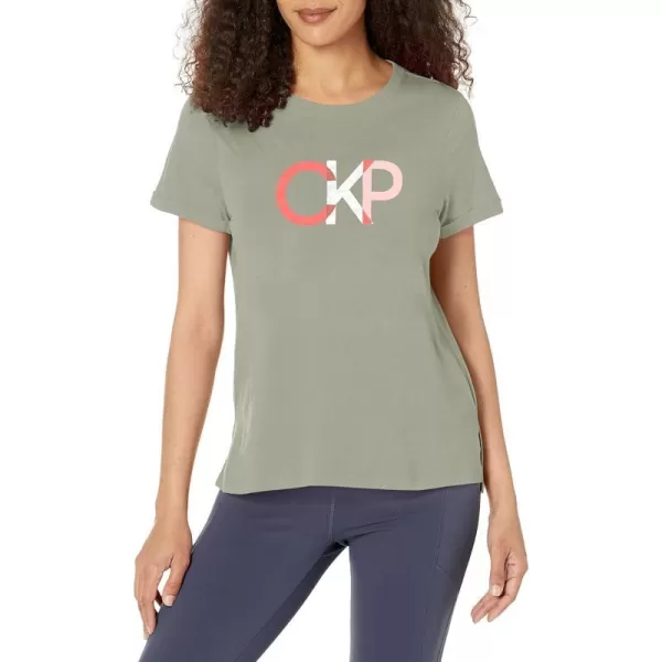 Calvin Klein Performance Womens Graphic Logo Crewneck TShirtSagebrush