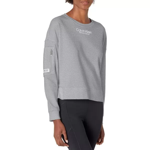 Calvin Klein Performance Womens Long Pullover with Sleeve Zip and Hilo HemPearl Grey Heather