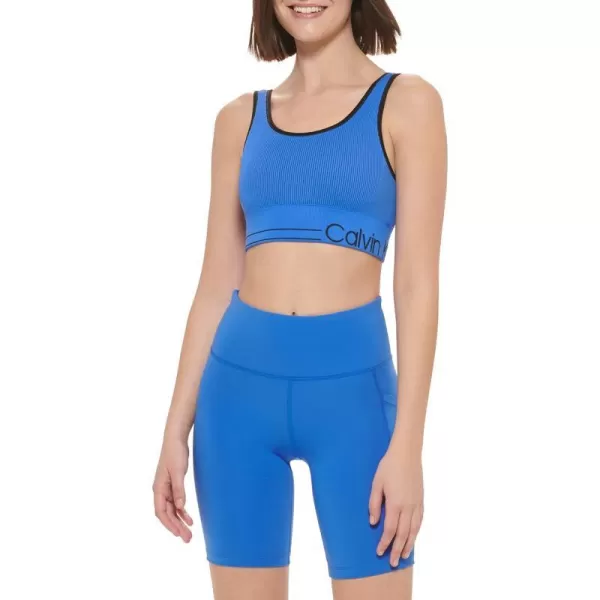 Calvin Klein Performance Womens Medium Impact Sports Bra with Removable CupsBlue Wave