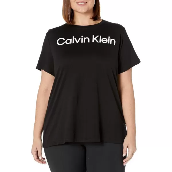 Calvin Klein Performance Womens Plus Size Active Short Sleeve Comfort Stretch TeeBlack