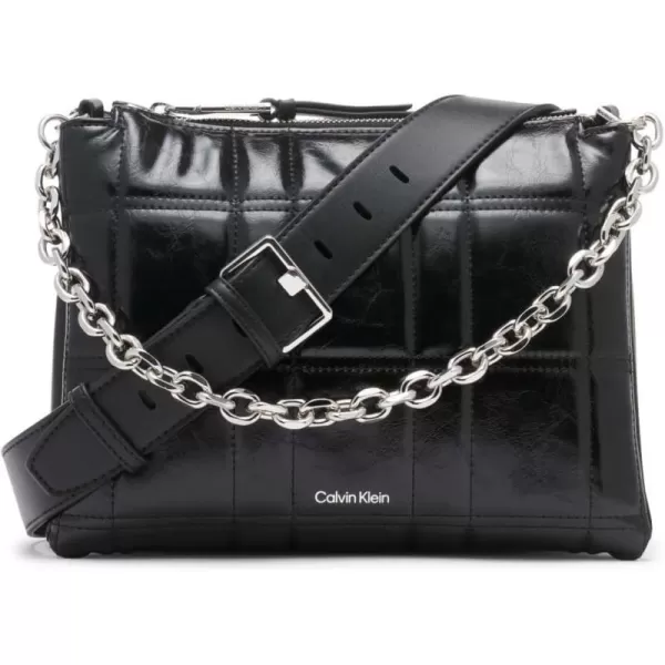 Calvin Klein Rain Triple Compartment Chain CrossbodyBlackSilver