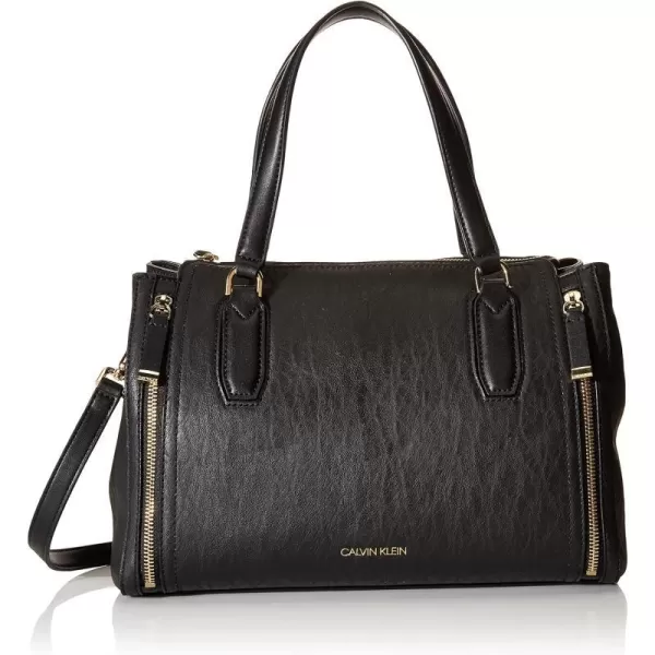 Calvin Klein Reyna Novelty Satchel Caramel Combo One SizeBlackGold