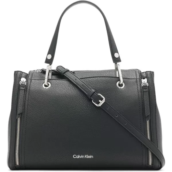 Calvin Klein Reyna Novelty Satchel Caramel Combo One SizeBlackSilver