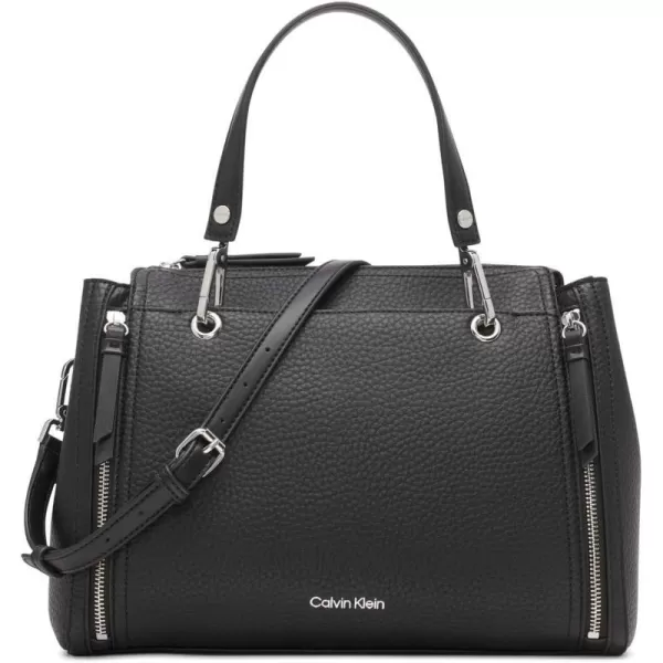 Calvin Klein Reyna Novelty Satchel Caramel Combo One SizeBlackSilver Hampton Pebble