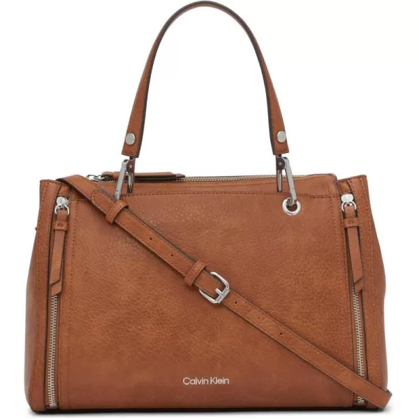 Calvin Klein Reyna Novelty Satchel Caramel Combo One SizeCaramel Mix