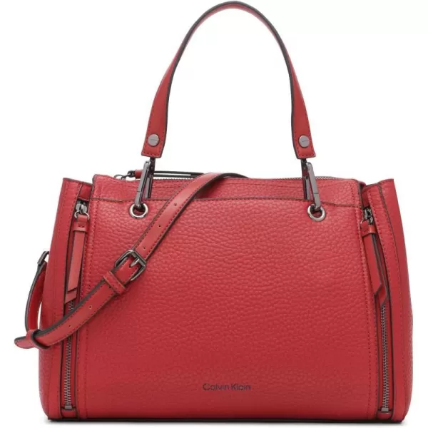 Calvin Klein Reyna Novelty Satchel Caramel Combo One SizeRuby Red