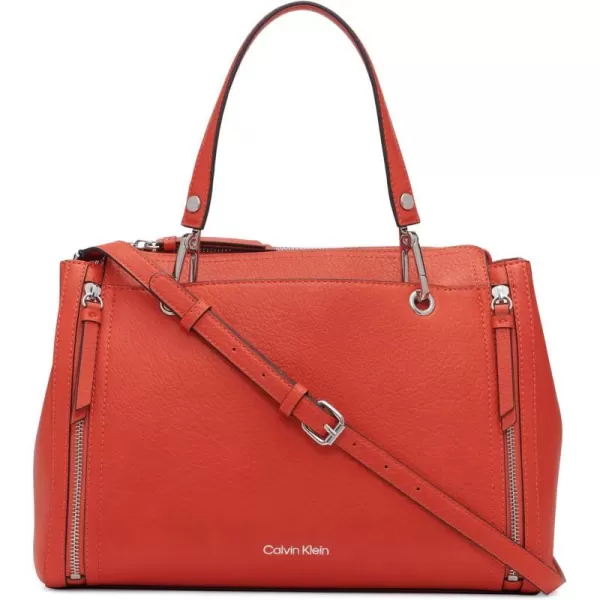 Calvin Klein Reyna Novelty Satchel Caramel Combo One SizeSpicy Orange