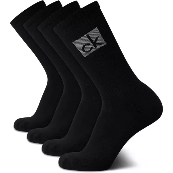 Calvin Klein Socks  Cotton Blend Cushioned MidCalf Athletic Crew Sock 4 PackBlack