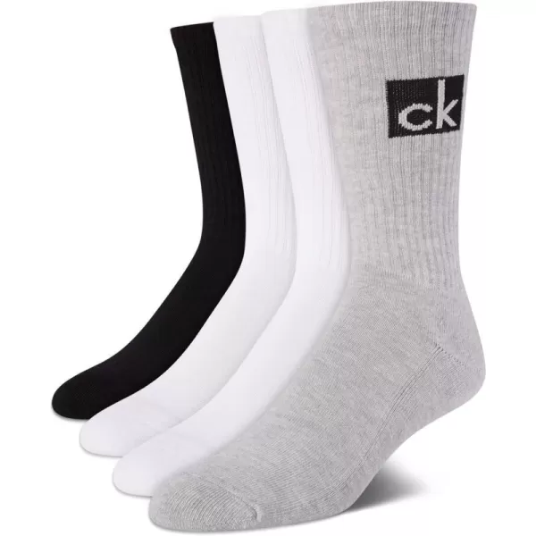 Calvin Klein Socks  Cotton Blend Cushioned MidCalf Athletic Crew Sock 4 PackBlackWhiteGrey