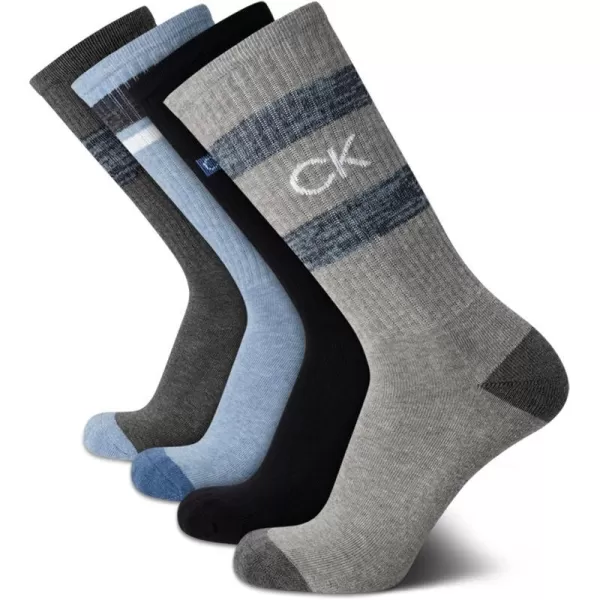 Calvin Klein Socks  Cotton Blend Cushioned MidCalf Athletic Crew Sock 4 PackGreyBlue Assorted