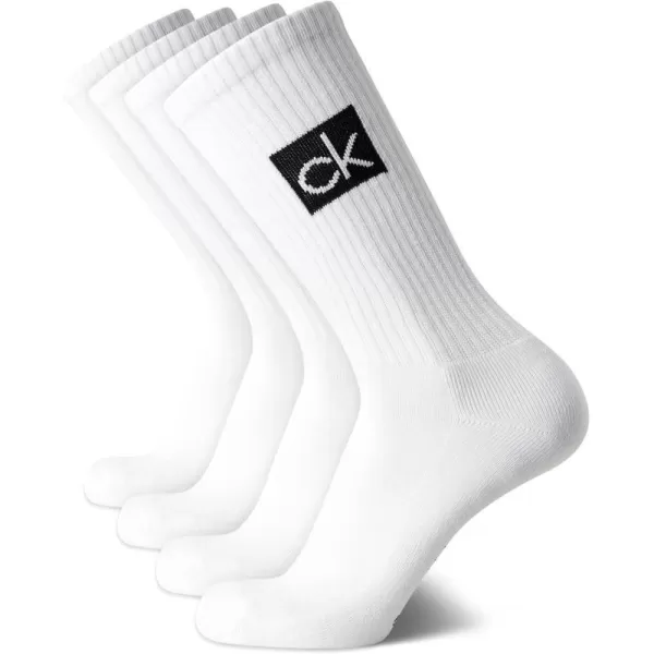 Calvin Klein Socks  Cotton Blend Cushioned MidCalf Athletic Crew Sock 4 PackWhite