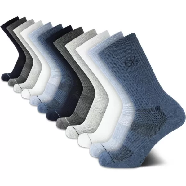 Calvin Klein Socks  Cushioned MidCalf Athletic Performance Crew Sock 12 PackBlue Assorted