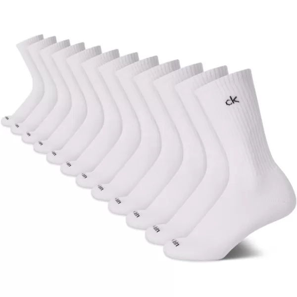 Calvin Klein Socks  Cushioned MidCalf Athletic Performance Crew Sock 12 PackWhite Pure