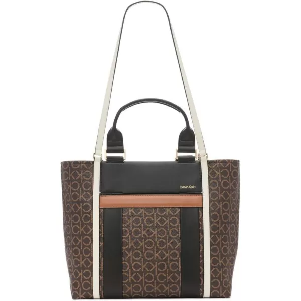 Calvin Klein Sol Box ToteBrownKhakiBlackWhiteCaramel