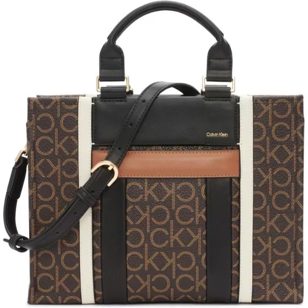 Calvin Klein Sol Triple Compartment Mini Satchel Box CrossbodyBrownKhakiBlackWhiteCaramel