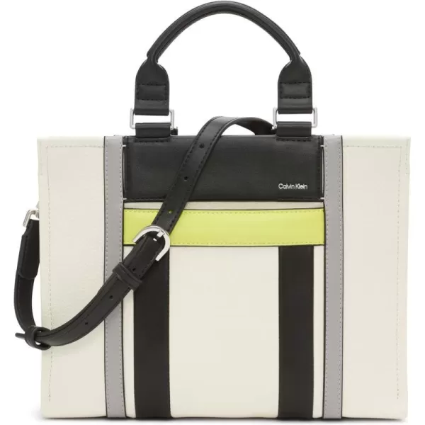 Calvin Klein Sol Triple Compartment Mini Satchel Box CrossbodyWhiteCitrine Multi