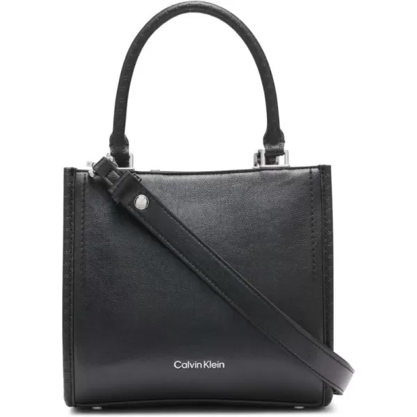 Calvin Klein Sophia Triple Compartment CrossbodyBlackSilver Waxed Pu Emboss