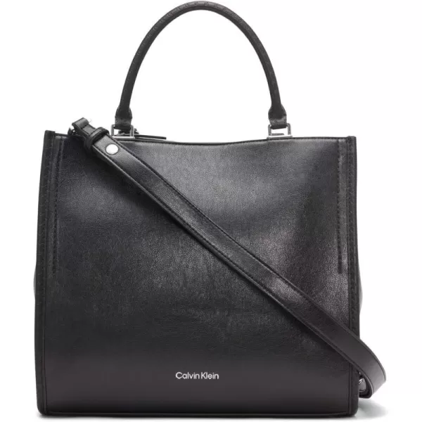 Calvin Klein Sophia Triple Compartment ToteBlackSilver Waxed Pu Emboss