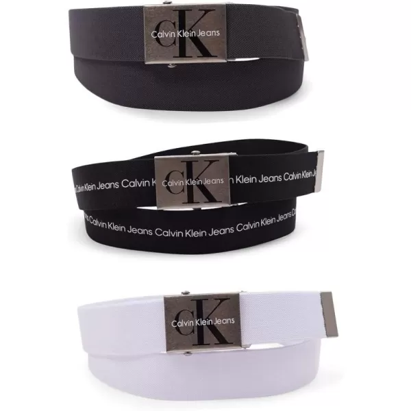 Calvin Klein UnisexAdult Casual Adjustable Web Belts  1 Pack and 3 Pack Options3 WhiteBlackGrey