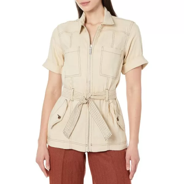 Calvin Klein Women Missy Everyday Short Sleeve Belted Lined JacketWheat