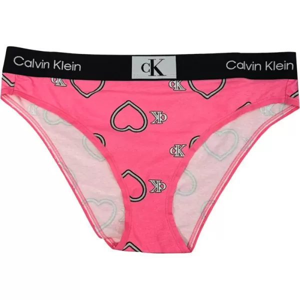 Calvin Klein Womens 1996 Cotton Modern Bikini Panties1 Neon Heart Carmine Rose