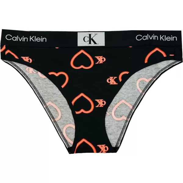 Calvin Klein Womens 1996 Cotton Modern Bikini Panties1 Neon Hearts Black