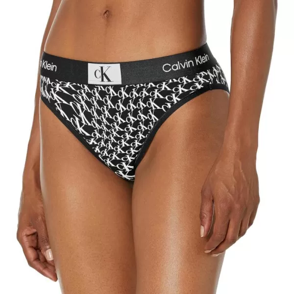 Calvin Klein Womens 1996 Cotton Modern Bikini Panties1 Warped Logo Print Black