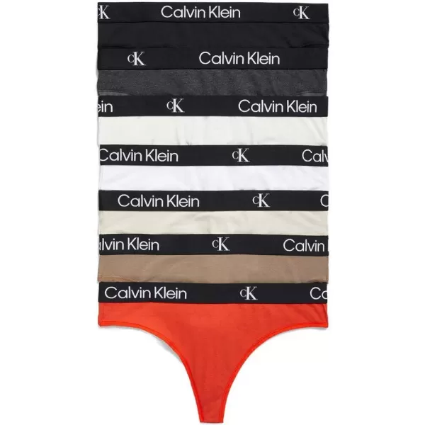 Calvin Klein Womens 1996 Cotton Modern Thong Panties MultiPackBlackCharcoal HeatherWhiteNatural GryMudstoneSnow ConeHazard