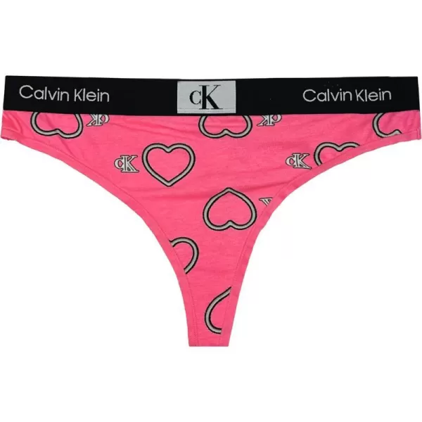 Calvin Klein Womens 1996 Cotton Modern Thong Panties MultiPackNeon Heart  Carmine Rose