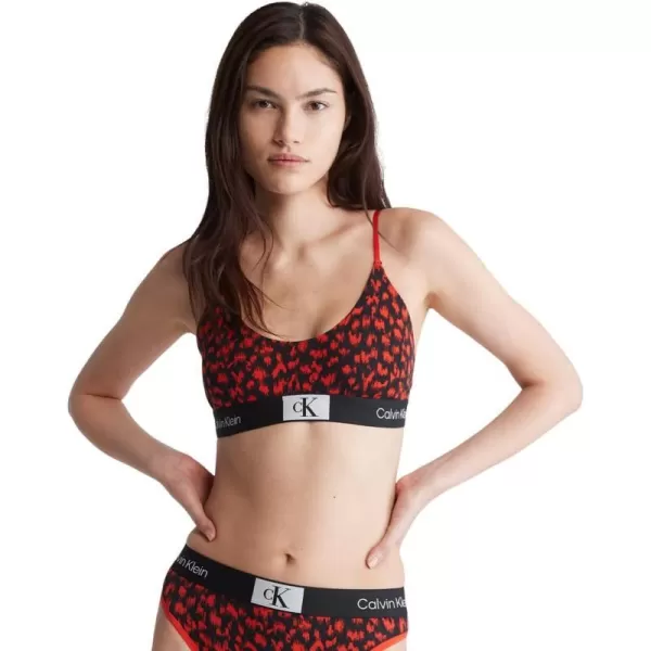 Calvin Klein Womens 1996 Cotton Unlined BraletteBlurred Leopard Print Hazard