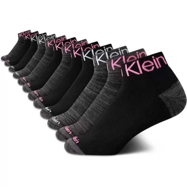 Calvin Klein Womens Athletic Sock  Cushion Quarter Cut Ankle Socks 12 PackBlack Assorted