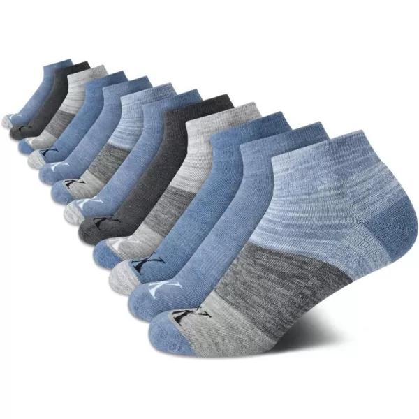 Calvin Klein Womens Athletic Sock  Cushion Quarter Cut Ankle Socks 12 PackBlue Assorted