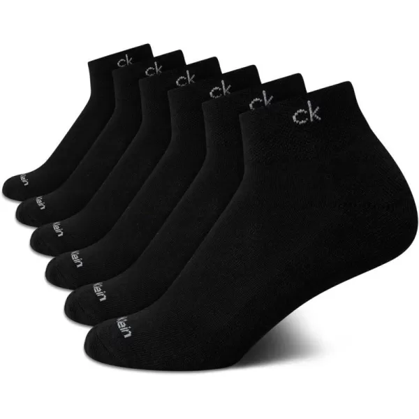 Calvin Klein Womens Athletic Sock  Cushion Quarter Cut Ankle Socks 6 PackBlack