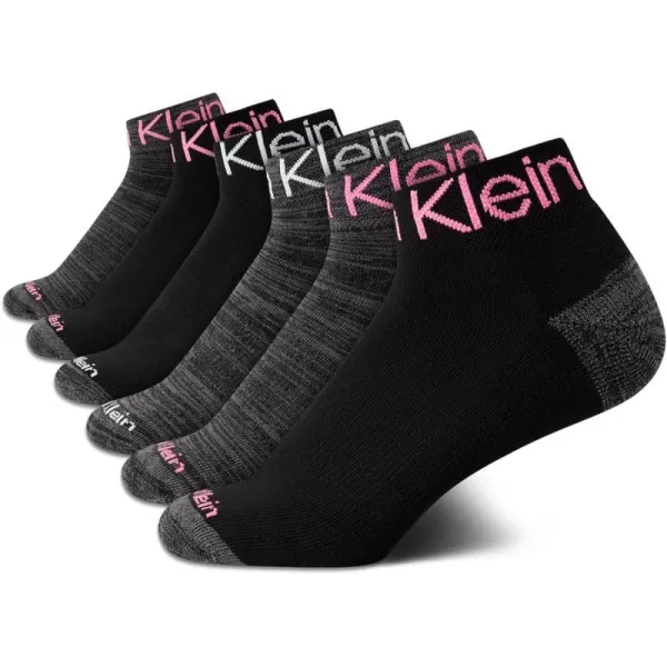 Calvin Klein Womens Athletic Sock  Cushion Quarter Cut Ankle Socks 6 PackBlack Assorted