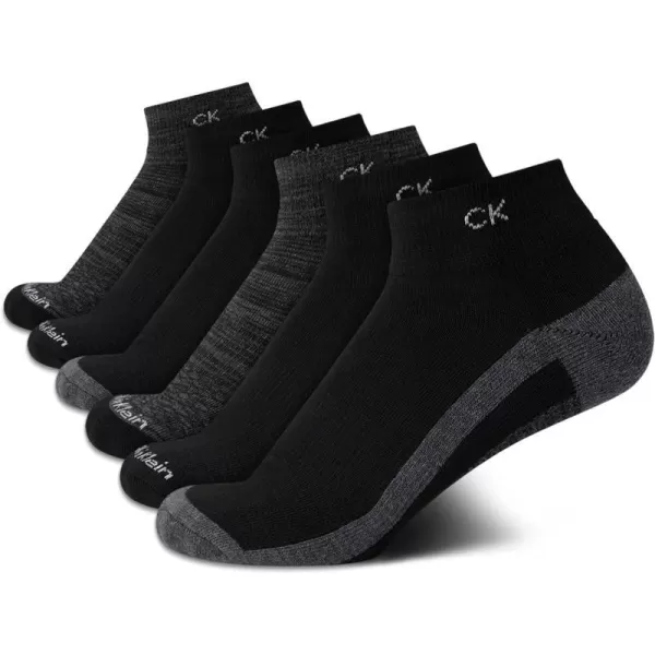 Calvin Klein Womens Athletic Sock  Cushion Quarter Cut Ankle Socks 6 PackGrey Assorted