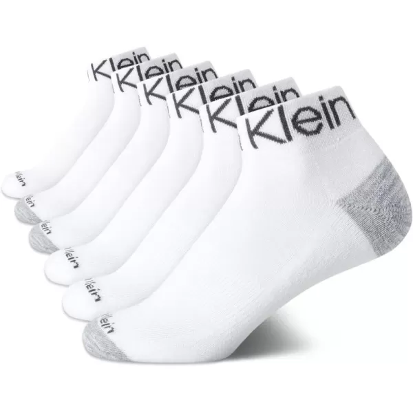 Calvin Klein Womens Athletic Sock  Cushion Quarter Cut Ankle Socks 6 PackWhite Assorted