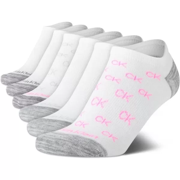 Calvin Klein Womens Athletic Socks  Cushion No Show Socks 6 PackWhite Ck Logo