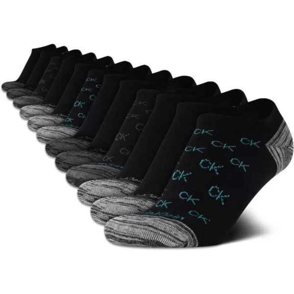 Calvin Klein Womens Athletic Socks  Lightweight Performance No Show Socks 12 PackBlack Ck Logo