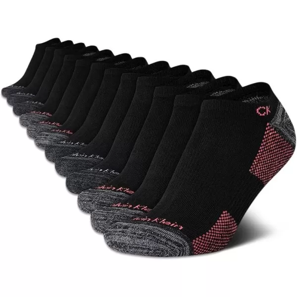 Calvin Klein Womens Athletic Socks  Lightweight Performance No Show Socks 12 PackBlack Logo