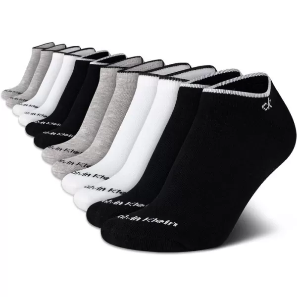 Calvin Klein Womens Athletic Socks  Lightweight Performance No Show Socks 12 PackGrey Assorted