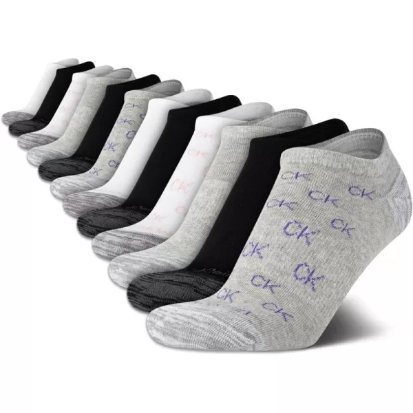 Calvin Klein Womens Athletic Socks  Lightweight Performance No Show Socks 12 PackGrey Ck Logo