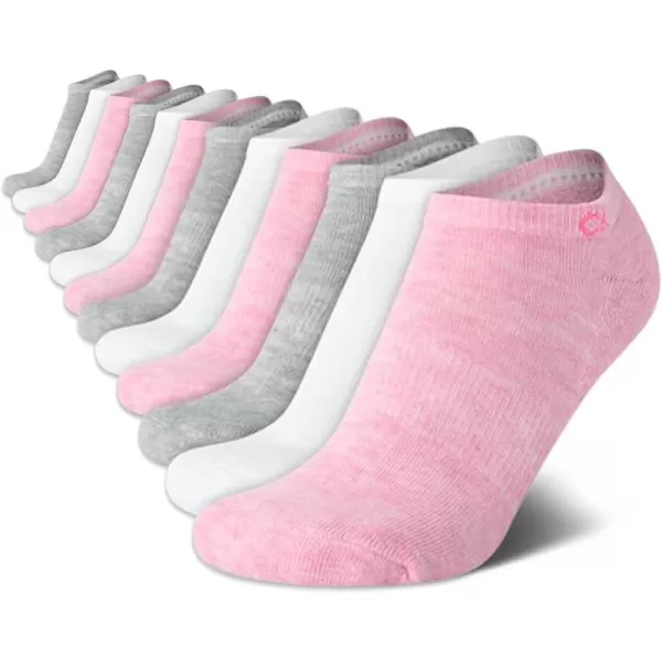 Calvin Klein Womens Athletic Socks  Lightweight Performance No Show Socks 12 PackPink Multi