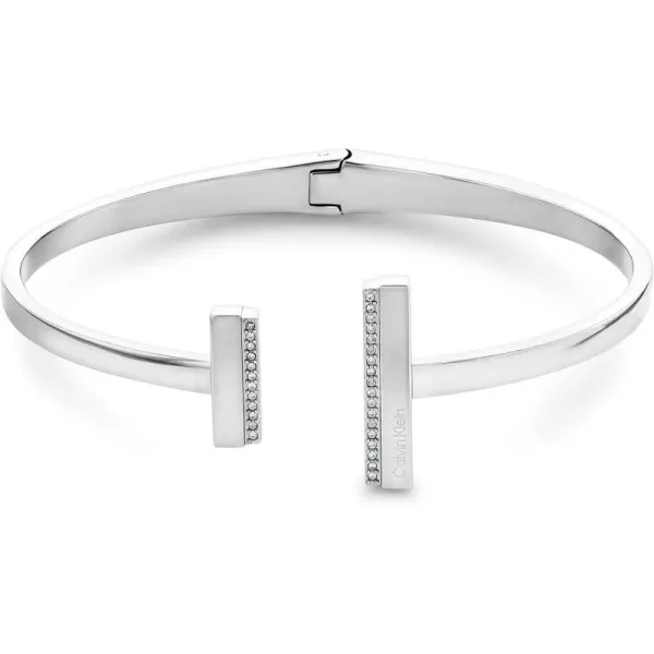 Calvin Klein Womens Bangle Elegant Minimalism with Sleek Linear Silhouette and Crystal SettingsSilver