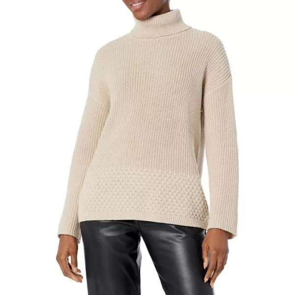 Calvin Klein Womens Bobble Stitch Long Sleeve SweaterHeather Latte