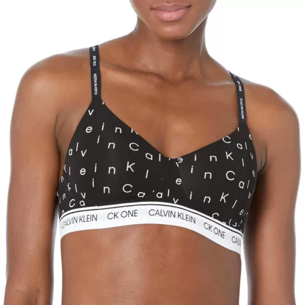 Calvin Klein Womens CK One Cotton Lightly Lined BraletteCk Star Logo Printblack